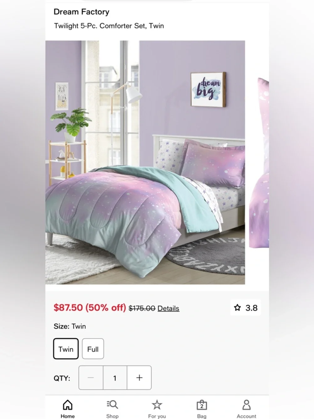 “New” Pink Galaxy Comforter Complete bed set sizeTwin